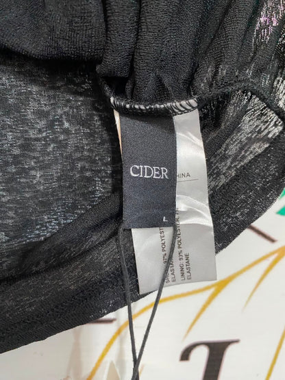 CIDER |S| BUST 16| A21| BLACK COWL NECK TOP SHORT SLEEVE RUCHED ASYMMETRIC HEM CASUAL SHIRT