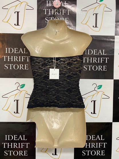 SUPRE |XS| BUST 15| A21| BLACK LACE BANDEAU TOP STRAPLESS CORSET STYLE CROP TUBE TOP