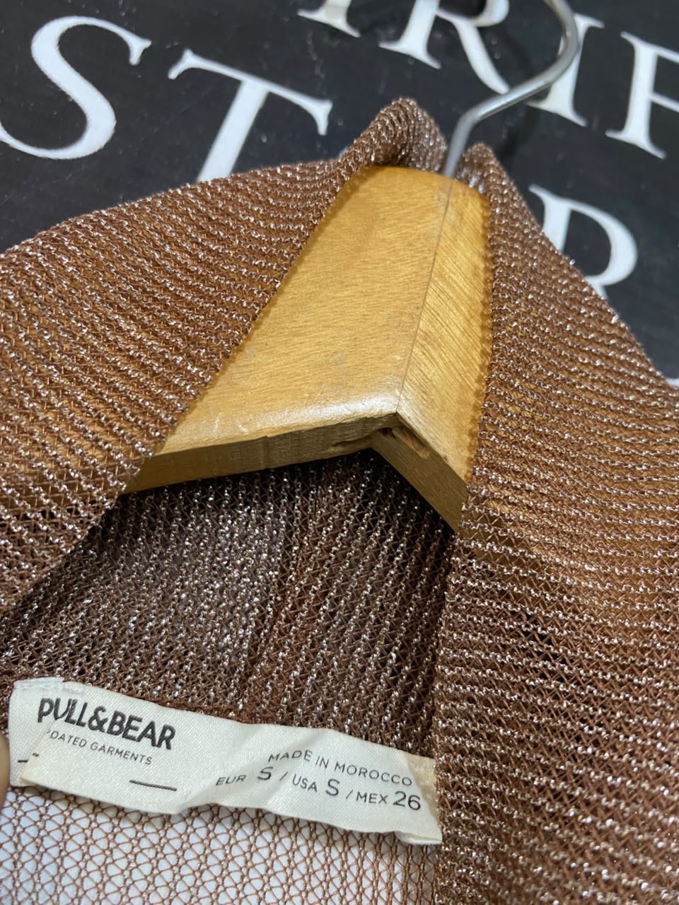 PULL & BEAR |S| BUST 15| A21| BROWN SHIMMER TURTLENECK MAXI DRESS SLEEVELESS SHEER GLITTER LONG DRESS