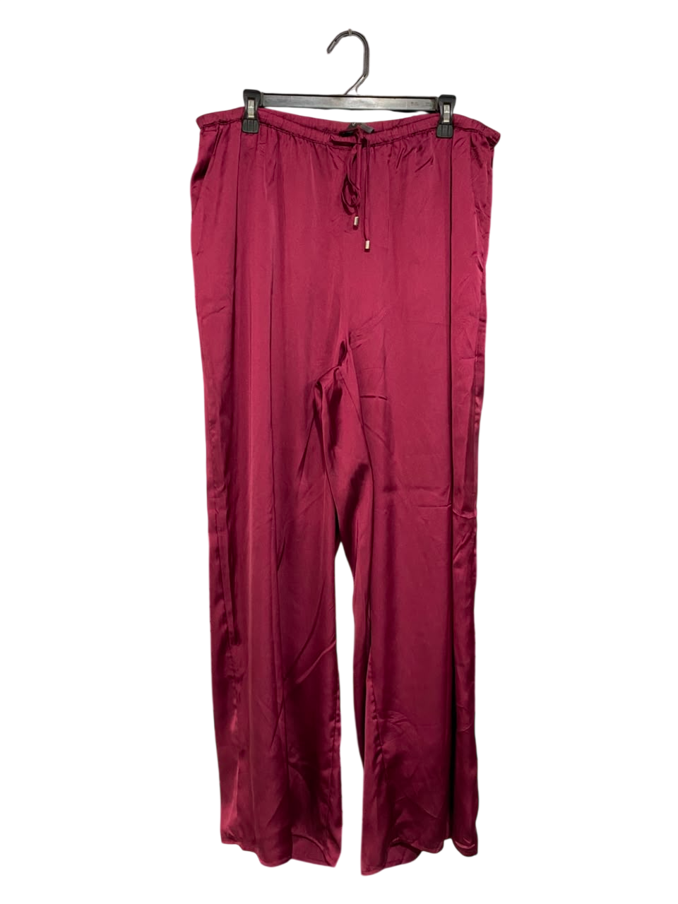 GEORGE |XXL| WAIST 36| A22| MAROON SATIN DRAWSTRING WIDE-LEG TROUSERS | LUXURIOUS SILKY CASUAL PANTS