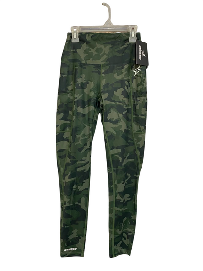 ZEE ZEE |XS| WAIST 20| A22| OLIVE GREEN CAMO ATHLETIC LEGGINGS | HIGH-WAISTED POCKET WORKOUT TIGHTS