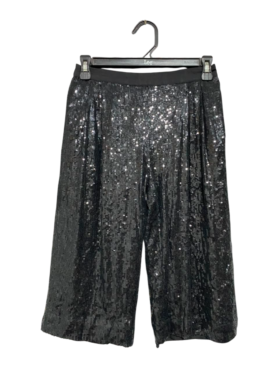 M&S |XS| WAIST 25| A22| BLACK SEQUIN CROP TROUSERS | GLAMOROUS SPARKLY PARTY PANTS