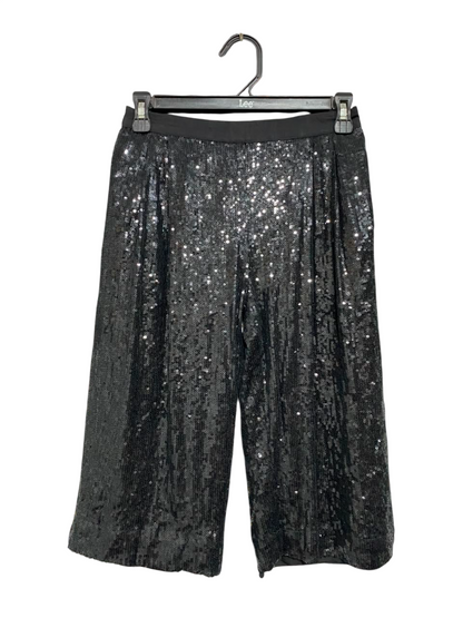M&S |XS| WAIST 25| A22| BLACK SEQUIN CROP TROUSERS | GLAMOROUS SPARKLY PARTY PANTS