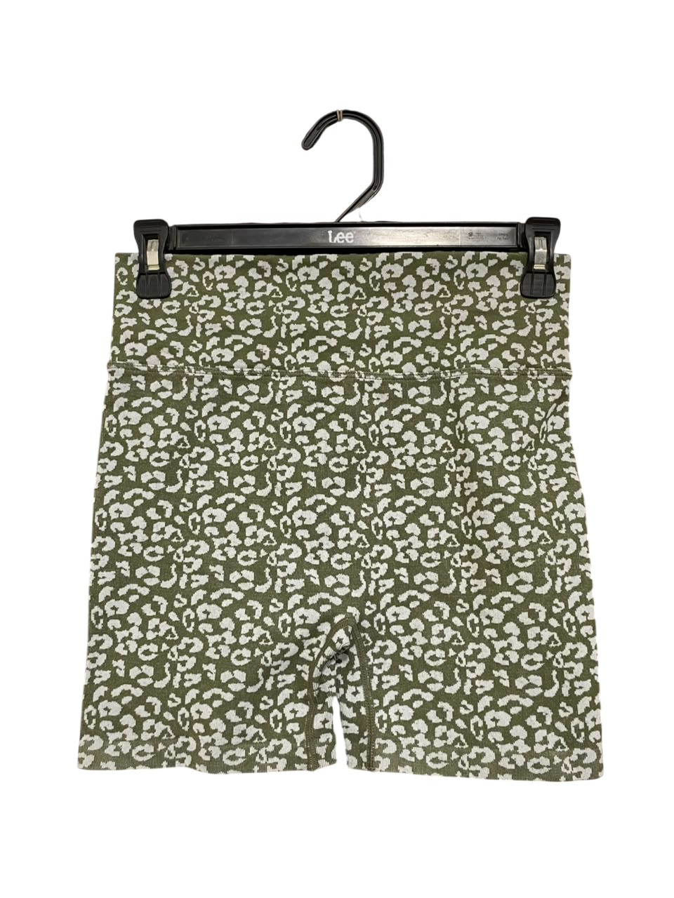 ANKO |S| WAIST 26| A22| OLIVE GREEN LEOPARD PRINT ATHLETIC BIKER SHORTS | HIGH-WAISTED SEAMLESS WORKOUT SHORTS