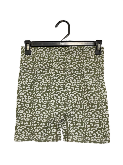 ANKO |S| WAIST 26| A22| OLIVE GREEN LEOPARD PRINT ATHLETIC BIKER SHORTS | HIGH-WAISTED SEAMLESS WORKOUT SHORTS
