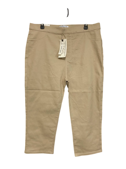 DENIM 365 |XXL| WAIST 36| A22| BEIGE KATE CROP TROUSERS | STRETCHY HIGH-WAISTED CASUAL PANTS