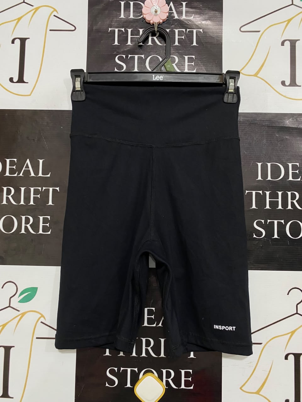 INSPORT |XS| WAIST 22| A22| BLACK HIGH-WAISTED ATHLETIC BIKER SHORTS | INSPORT ACTIVEWEAR FOR WOMEN