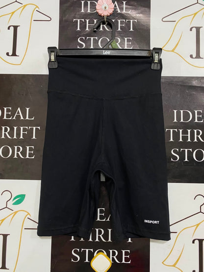 INSPORT |XS| WAIST 22| A22| BLACK HIGH-WAISTED ATHLETIC BIKER SHORTS | INSPORT ACTIVEWEAR FOR WOMEN