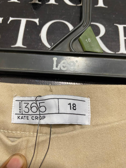 DENIM 365 |XXL| WAIST 36| A22| BEIGE KATE CROP TROUSERS | STRETCHY HIGH-WAISTED CASUAL PANTS