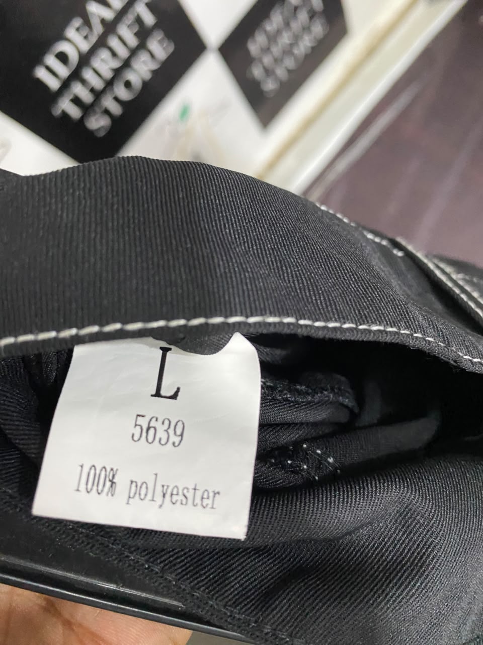 |L| WAIST 27| A22| BLACK WIDE-LEG TROUSERS WITH CONTRAST STITCHING | HIGH-WAISTED UTILITY PANTS