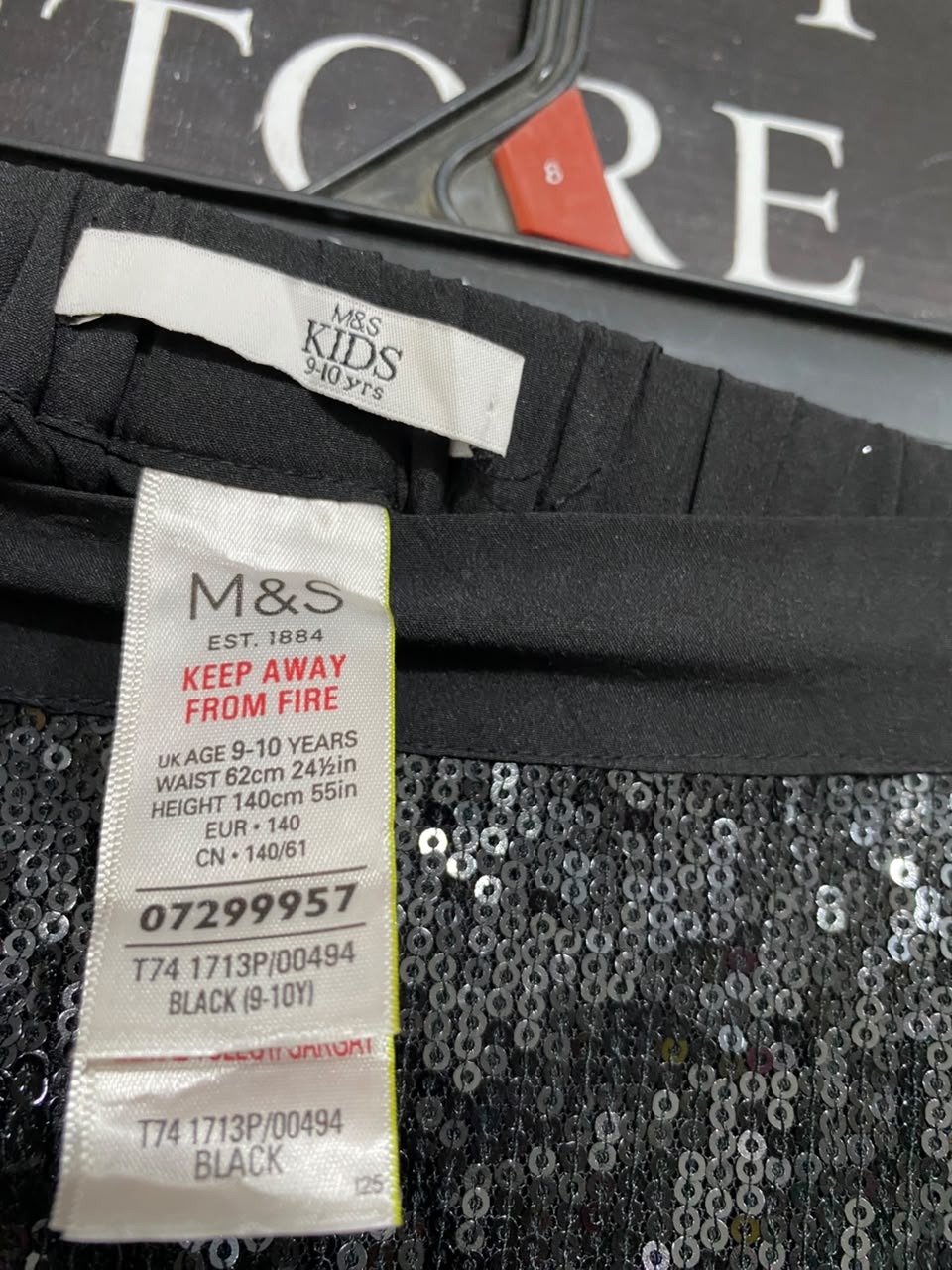 M&S |XS| WAIST 25| A22| BLACK SEQUIN CROP TROUSERS | GLAMOROUS SPARKLY PARTY PANTS