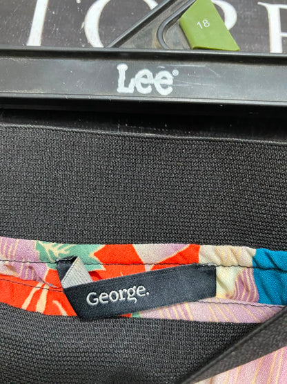 GEORGE |M| WAIST 28| A22| VIBRANT FLORAL PRINT MAXI SKIRT | BOLD RED AND MULTI-COLOR PLEATED LONG SKIRT
