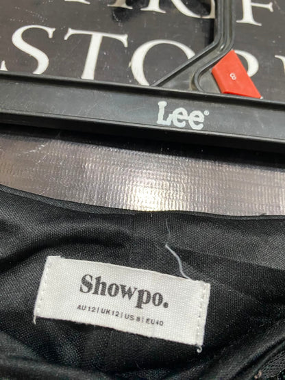 SHOWPO |M| WAIST 28| A22| BLACK SEQUIN WIDE-LEG TROUSERS | GLAMOROUS SPARKLY FULL-LENGTH PARTY PANTS