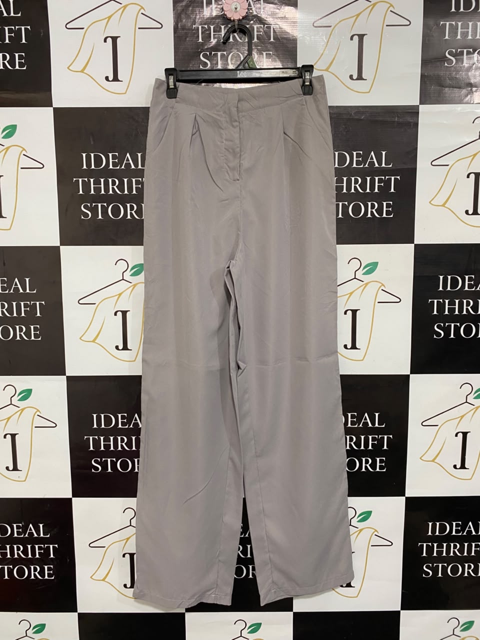 |M| WAIST 28| A22| LIGHT GREY PLEATED WIDE-LEG TROUSERS | CHIC HIGH-WAISTED CASUAL PANTS