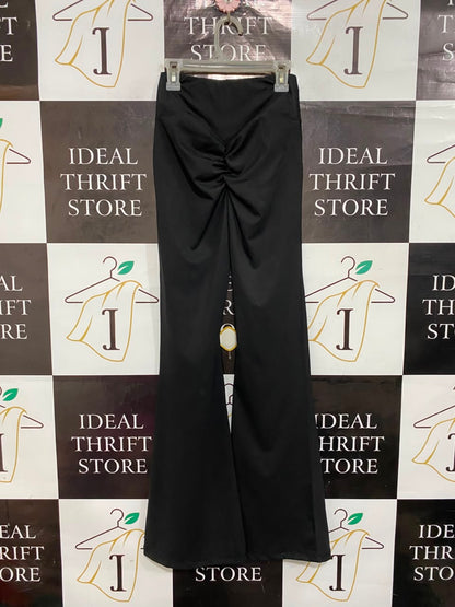 |XS| WAIST 22| A22| BLACK HIGH-WAISTED FLARE YOGA PANTS | STRETCHY ATHLETIC BOOTCUT TROUSERS