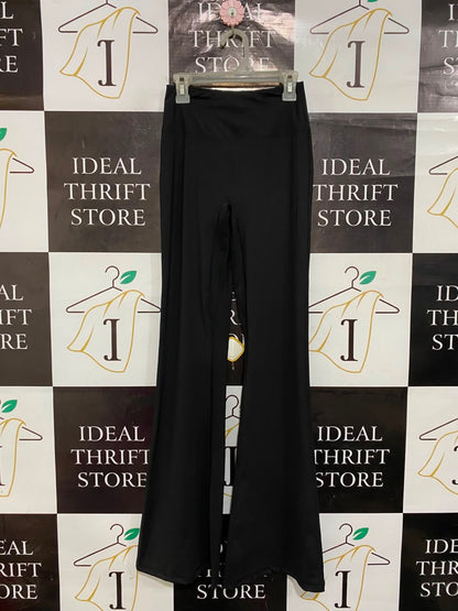 |XS| WAIST 22| A22| BLACK HIGH-WAISTED FLARE YOGA PANTS | STRETCHY ATHLETIC BOOTCUT TROUSERS