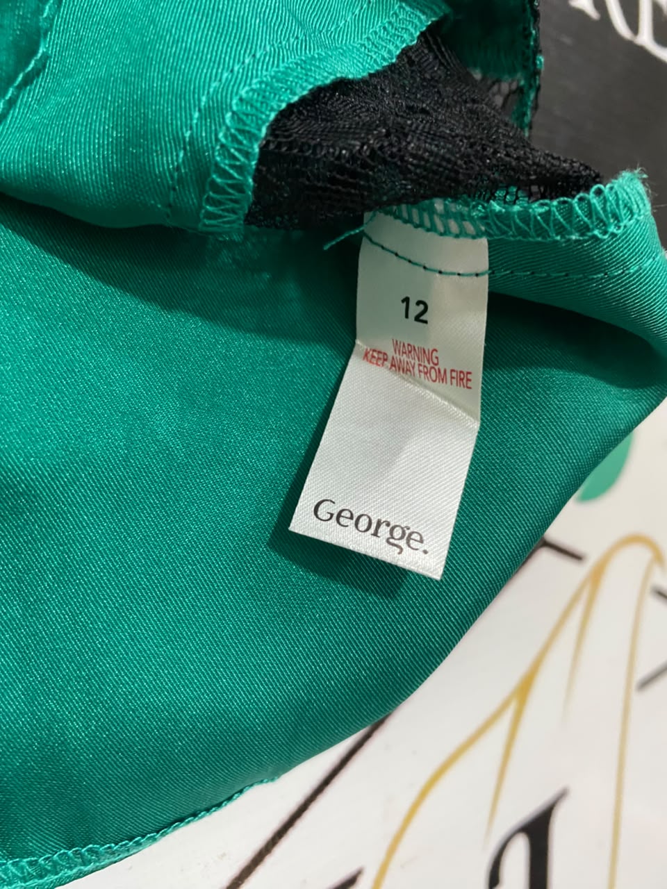 GEORGE |M| A22| EMERALD GREEN LACE-TRIM SATIN LOUNGE SET | TANK TOP AND SHORTS SLEEPWEAR