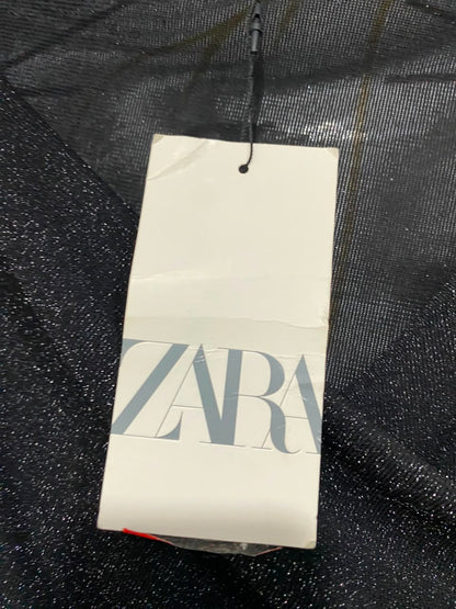 ZARA |L| BUST 15| A22| BLACK SPARKLY COWL-NECK TOP | SHIMMERING SLEEVELESS PARTY BLOUSE