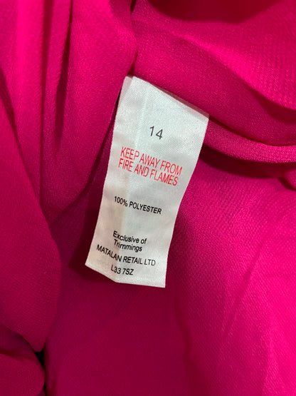 SOON |M| BUST 17| A22| MAGENTA PINK OFF-SHOULDER TIERED MIDI DRESS | VIBRANT SHORT-SLEEVE SUMMER DRESS