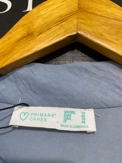 PRIMARK CARES |L| BUST 20| A22| DUSTY BLUE TIE-NECK SATIN BLOUSE | ELEGANT LONG-SLEEVE WORKWEAR TOP