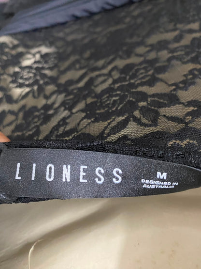 LIONESS |M| BUST 15| A22| BLACK LACE DRAPED ASYMMETRIC LONG-SLEEVE TOP | ELEGANT GOTHIC PARTY BLOUSE