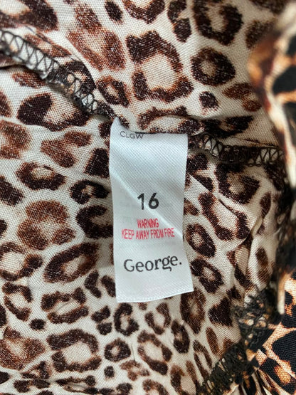 GEORGE |L| BUST 21| A22| LEOPARD ANIMAL PRINT COLLARED TIERED MINI DRESS | LONG-SLEEVE CASUAL STATEMENT DRESS