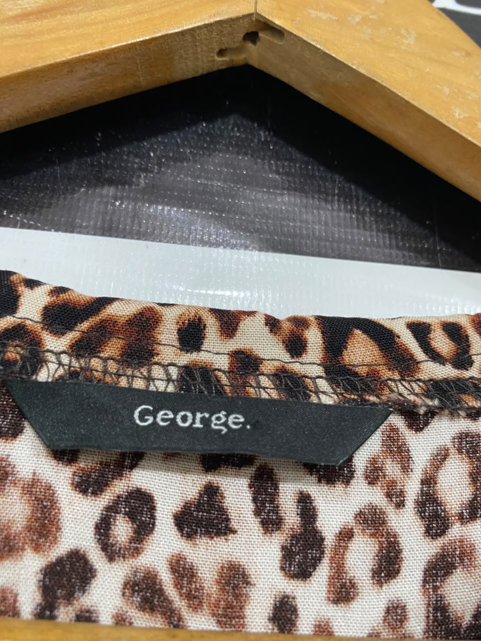 GEORGE |L| BUST 21| A22| LEOPARD ANIMAL PRINT COLLARED TIERED MINI DRESS | LONG-SLEEVE CASUAL STATEMENT DRESS