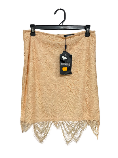 MISSGUIDED |L| WAIST 30| A22| PEACH LACE SCALLOPED HEM MINI SKIRT | ELEGANT PARTY SKATER SKIRT