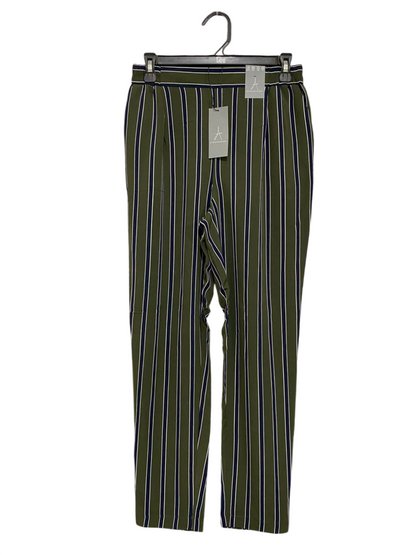 ATMOSPHERE |S| WAIST 26| A22| OLIVE GREEN AND STRIPED CASUAL TROUSERS | VERTICAL STRIPE ANKLE PANTS