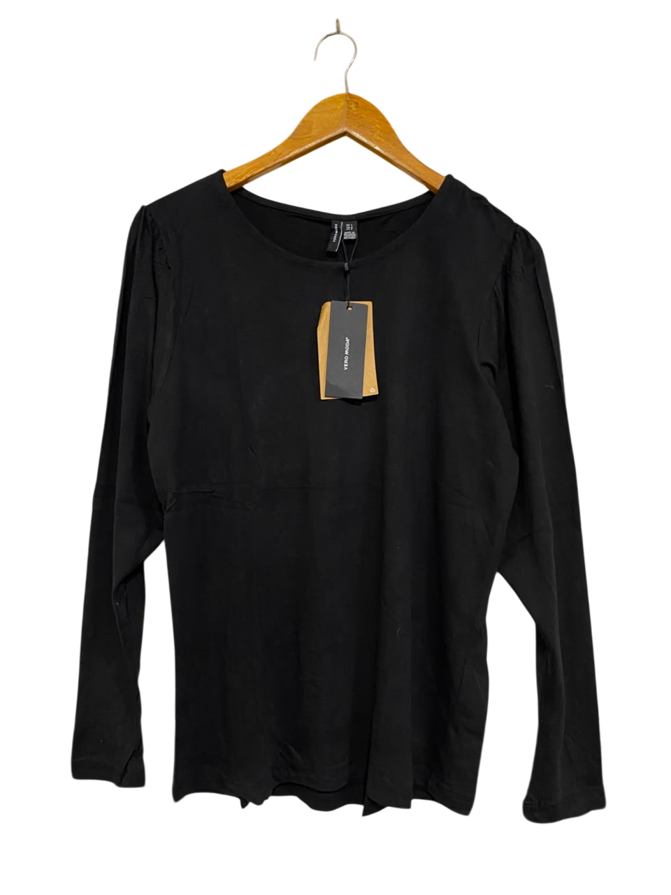 VERO MODA |L| BUST 19| A22| BLACK ROUND NECK LONG-SLEEVE TOP | BASIC CASUAL ELEGANCE BLOUSE