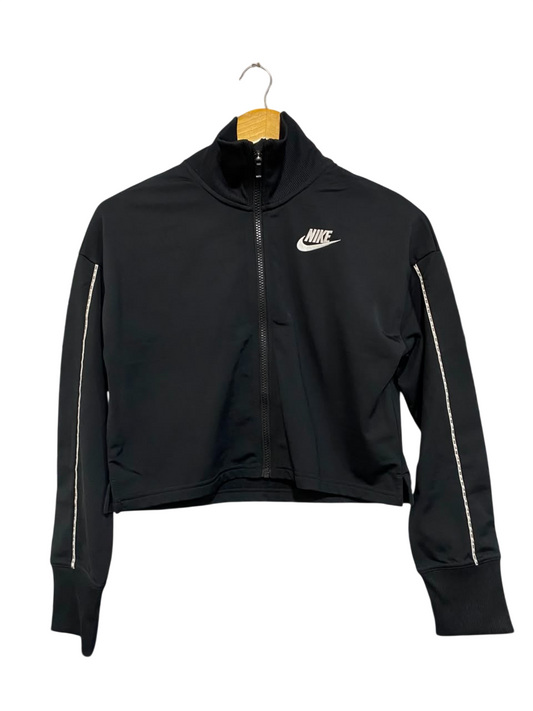 NIKE |XL| BUST 19| A23| BLACK ZIP-UP CROP TRACK JACKET | ATHLETIC STAND-COLLAR SPORTY OUTERWEAR