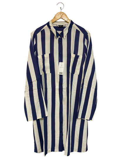 F&F |XL| BUST 22| A23| NAVY BLUE & WHITE STRIPED LONG-SLEEVE SHIRT DRESS