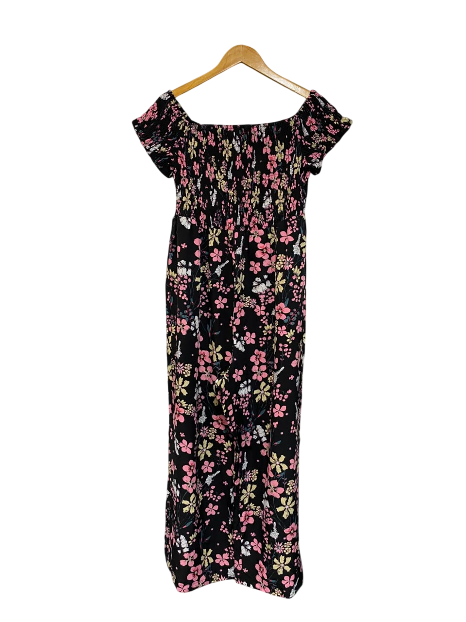 SHEIN CURVE |XL| BUST 15| A23| BLACK FLORAL PRINT OFF-SHOULDER MAXI DRESS