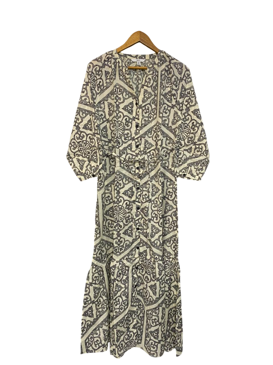 NEXT |M| BUST 19| A23| CREAM & BLACK PRINTED MIDI DRESS
