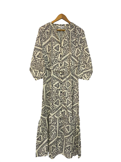 NEXT |M| BUST 19| A23| CREAM & BLACK PRINTED MIDI DRESS