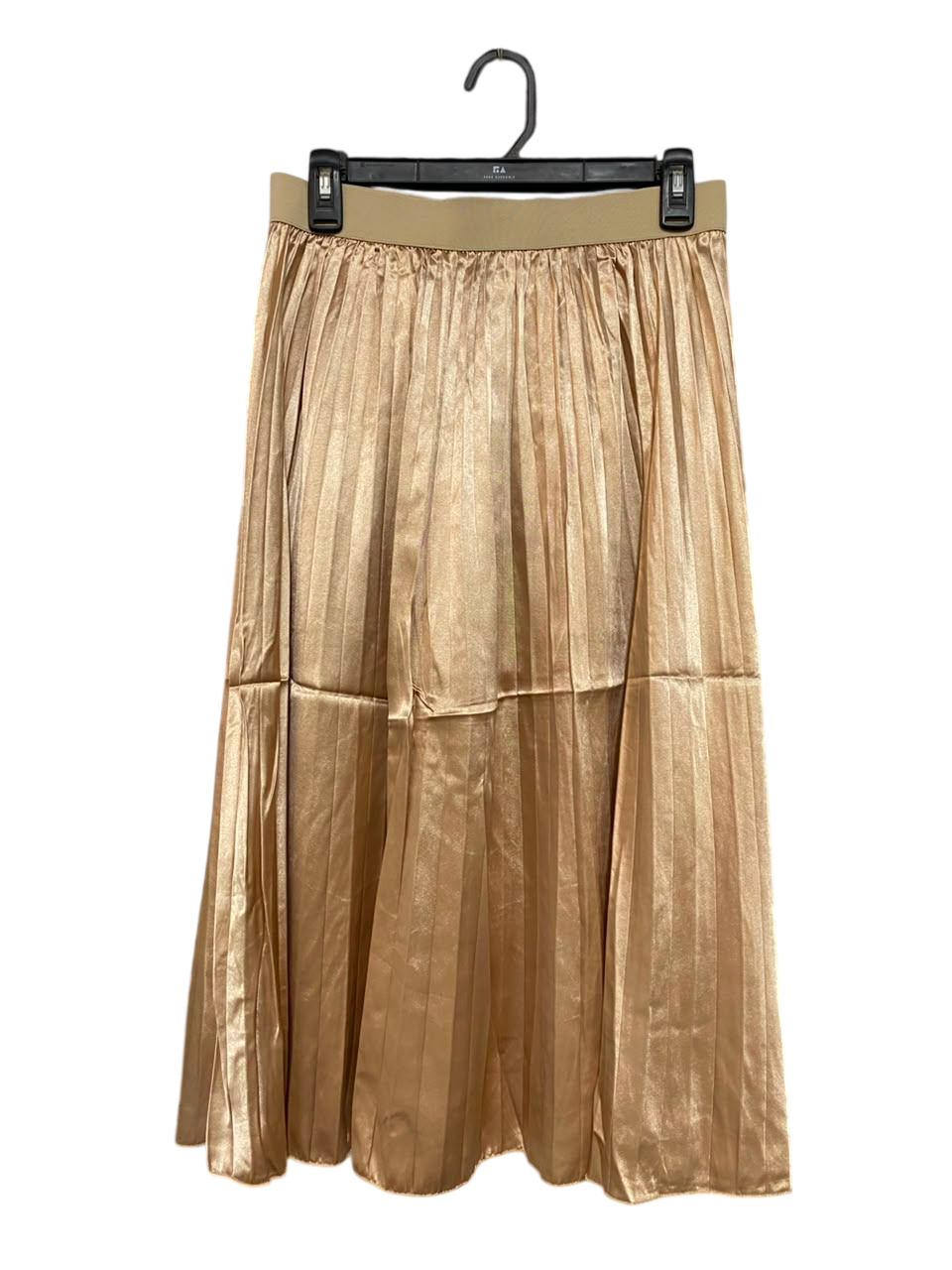 |L| WAIST 28| A23| CHAMPAGNE GOLD METALLIC PLEATED MAXI SKIRT