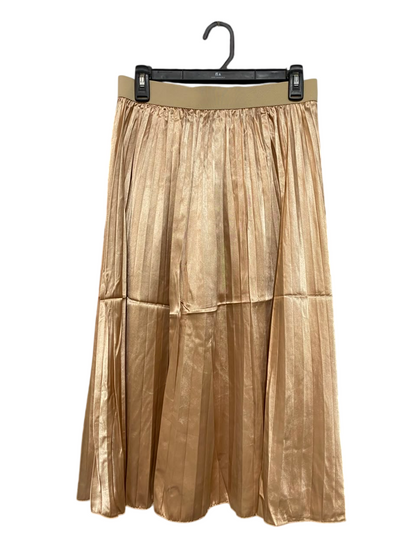 |L| WAIST 28| A23| CHAMPAGNE GOLD METALLIC PLEATED MAXI SKIRT