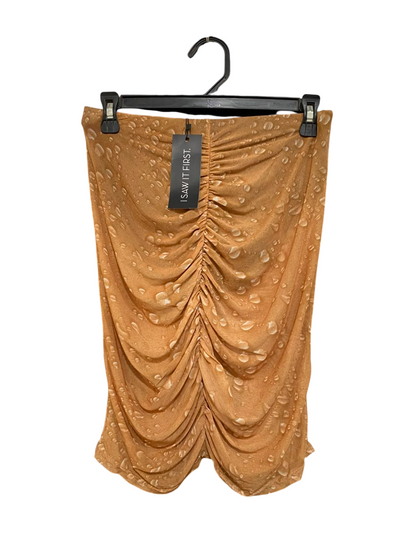 I SAW IT FIRST |S| WAIST 26| A23| RUCHED TEXTURED MINI SKIRT – CAMEL BROWN