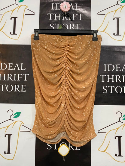 I SAW IT FIRST |S| WAIST 26| A23| RUCHED TEXTURED MINI SKIRT – CAMEL BROWN