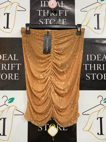 I SAW IT FIRST |S| WAIST 26| A23| RUCHED TEXTURED MINI SKIRT – CAMEL BROWN