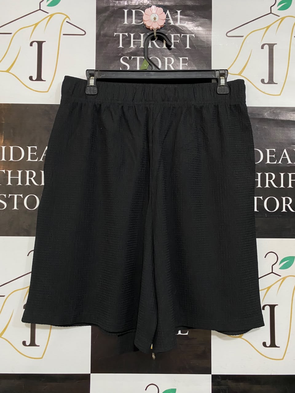 GEORGE |L| WAIST 30| A23| BLACK TEXTURED DRAWSTRING BERMUDA SHORTS