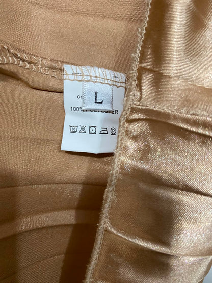 |L| WAIST 28| A23| CHAMPAGNE GOLD METALLIC PLEATED MAXI SKIRT