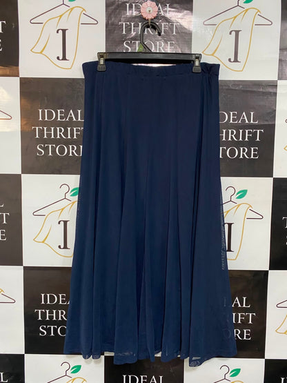 LIZ JORDAN |XL| WAIST 32| A23| NAVY BLUE FLOWY PLEATED MAXI SKIRT