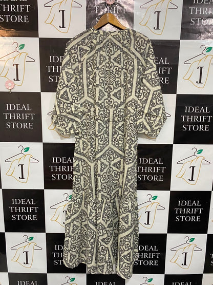 NEXT |M| BUST 19| A23| CREAM & BLACK PRINTED MIDI DRESS