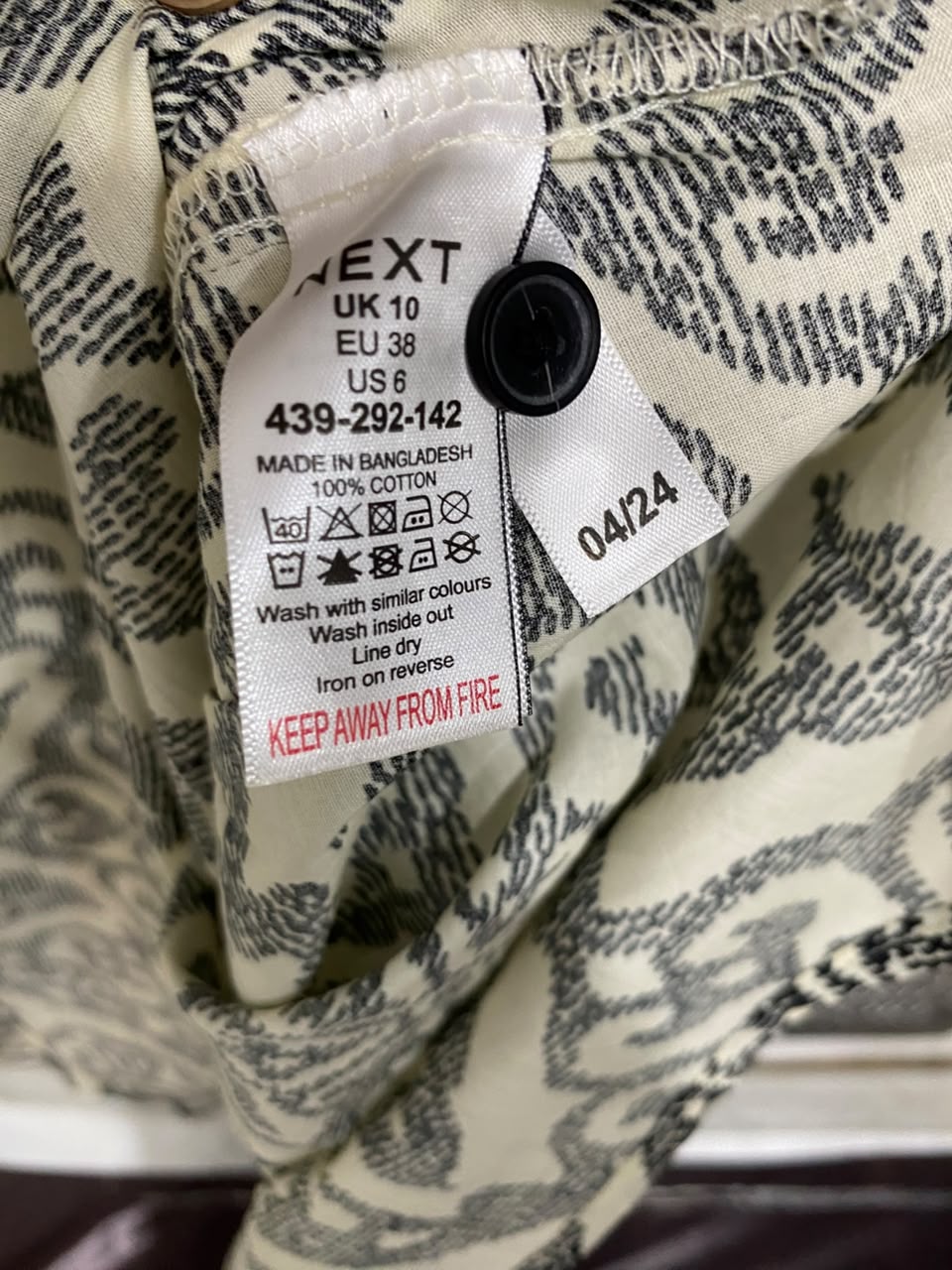 NEXT |M| BUST 19| A23| CREAM & BLACK PRINTED MIDI DRESS
