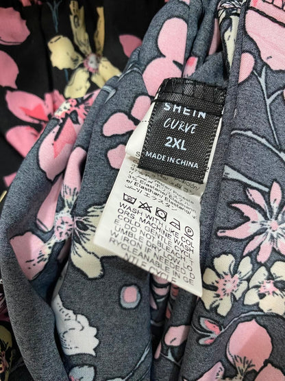 SHEIN CURVE |XL| BUST 15| A23| BLACK FLORAL PRINT OFF-SHOULDER MAXI DRESS