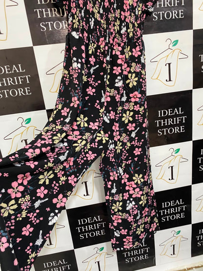 SHEIN CURVE |XL| BUST 15| A23| BLACK FLORAL PRINT OFF-SHOULDER MAXI DRESS
