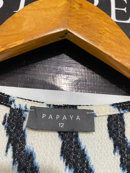 PAPAYA |M| BUST 18| A23| BLACK & CREAM WAVY PRINT MIDI DRESS