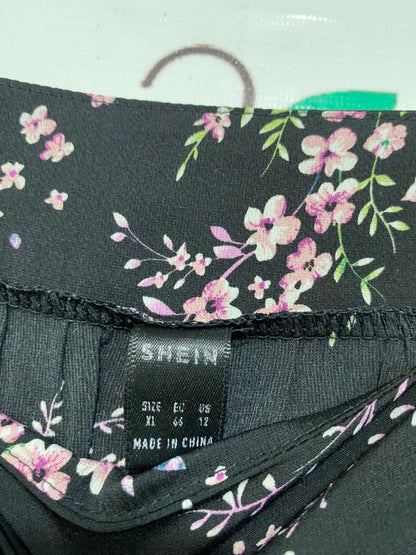 SHEIN |XL| BUST 20| A23| BLACK FLORAL PRINT TIERED MIDI DRESS
