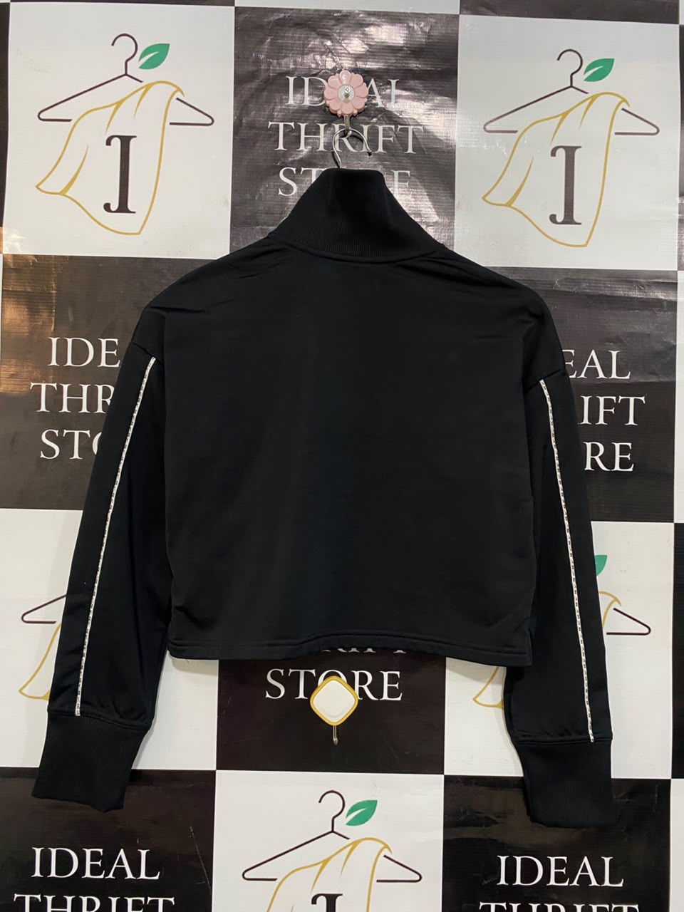 NIKE |XL| BUST 19| A23| BLACK ZIP-UP CROP TRACK JACKET | ATHLETIC STAND-COLLAR SPORTY OUTERWEAR